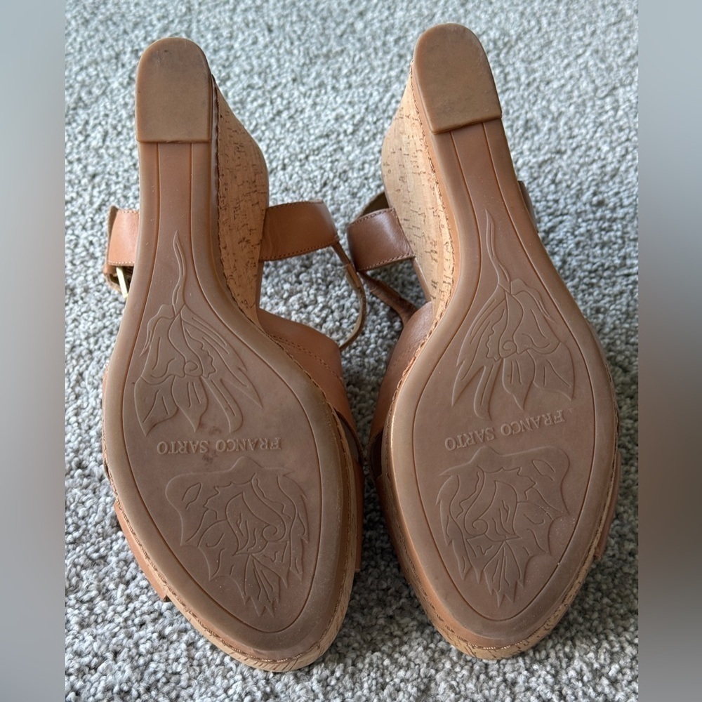 Franco Sarto cork wedge sandal size 11. Cognac, leather upper. - Picture 9 of 9